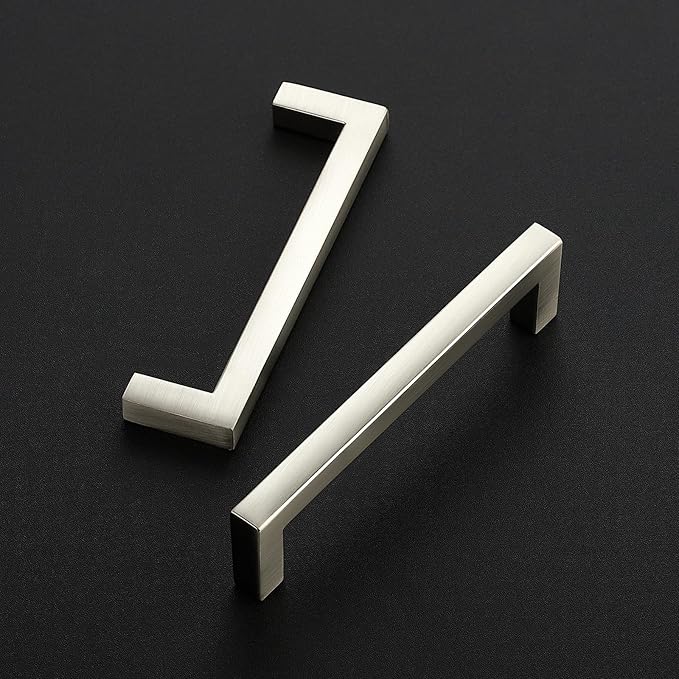 Ravinte 30 Pack Solid 4 Inch Center to Center Slim Square Bar Drawer Handles - Cabinet Hardware Brushed Nickel Pulls for Kitchen and Drawers