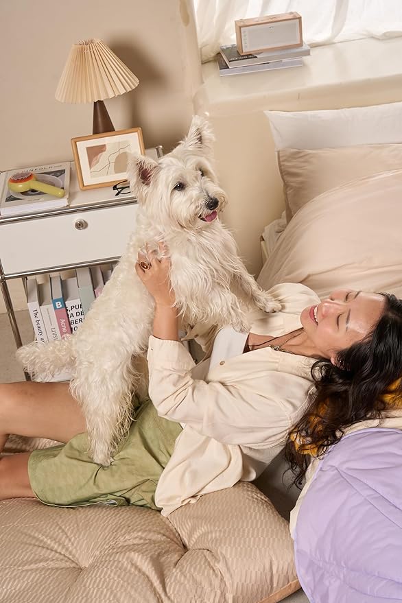 FUNNY FUZZY 2 in 1 Dog Bed Crate Pad Mat, Washable Reversible Pet Floor Mats,Fluffy Kennel Pad for Small Large Sized Dog,Indoor Cats,Sleeping Mattress, 41.7" × 28.3", Beige-Mewly Pet