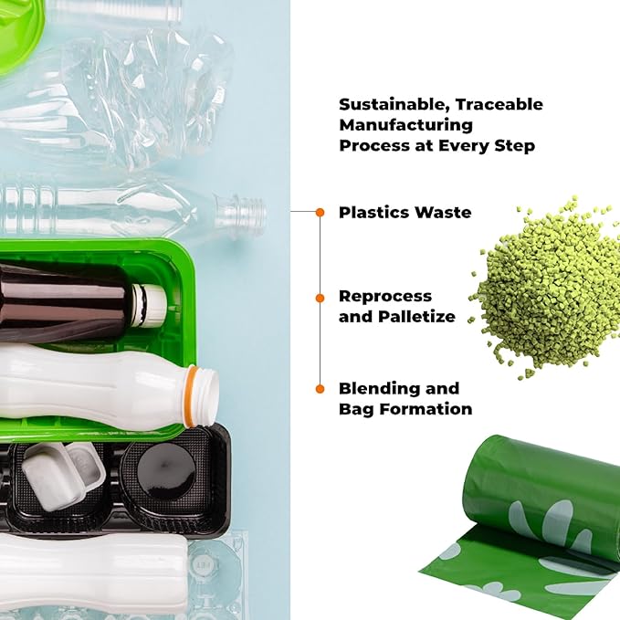 Best Pet Supplies Poop Bags for Dogs, 50% Post-Consumer Recycled Content dog waste bags on rolls, fits all poop bag holders for leashes - 600 Count, Green, Lavender Scented-Mewly Pet