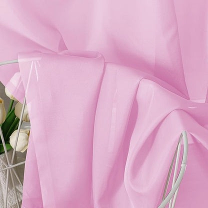Aiyufeng Light Pink Sheer Curtains 90 Inches Long 2 Panels Set, Semi Transparent Voile Rod Pocket Sheer Window Drapes for Bedroom Bed Canopy Living Room Dining Wedding Party Backdrop, 42W x 90L inch