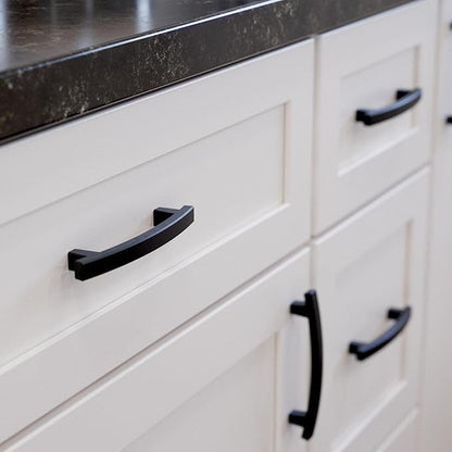 Franklin Brass (10-Pack) – Matte Black Cabinet Handles, 4 Inch Hole Center, Pulls for Drawers, Kitchen Cabinet Door, Dressers | Pierce