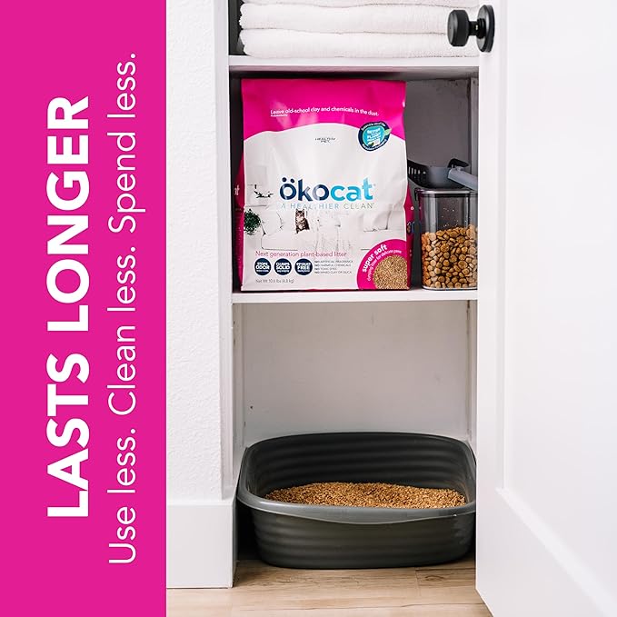 ökocat Super Soft Wood Clumping Cat Litter, Unscented, 22 pounds XL - Natural Ingredients, Stops Odor, Clumps Solid, 99% Dust Free, Great for All Cats, Sensitive Paws, Kittens-Mewly Pet