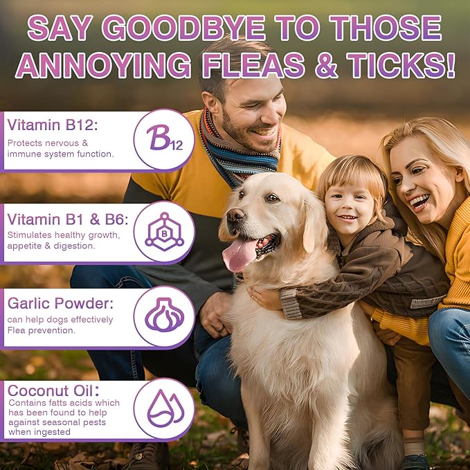 Dog Flea and Tick Treatment Chewable 200 Treatment Chews Natural Soft Chew Fleas Ticks Treatment Dog Oral Chewables Support Supplement Pest Defense Breeds and Ages Dogs Chicken Flavor-Mewly Pet