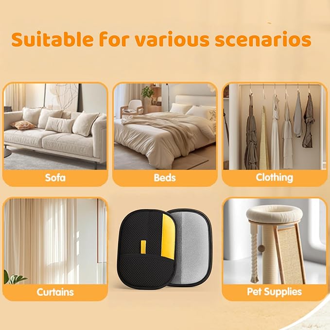 Upgraded pet Hair Removal Gloves, Reusable pet Hair Removal Gloves, 2 pcs cat Hair Removal Devices, Suitable for Clothes, Sofas, Carpets, car Seats. (2PCS Black)-Mewly Pet