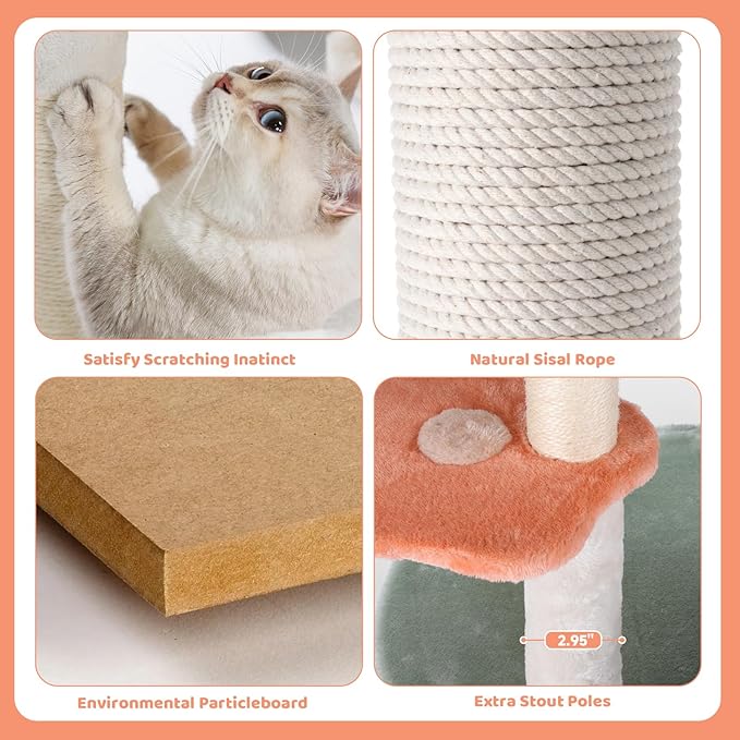 HYABi 63-inch Cat Tree for Large Cats, Multi-Level Flower Tower with Condo, Sisal Scratching Posts & Toy Balls, Sturdy & Safe Indoor Playhouse-Mewly Pet