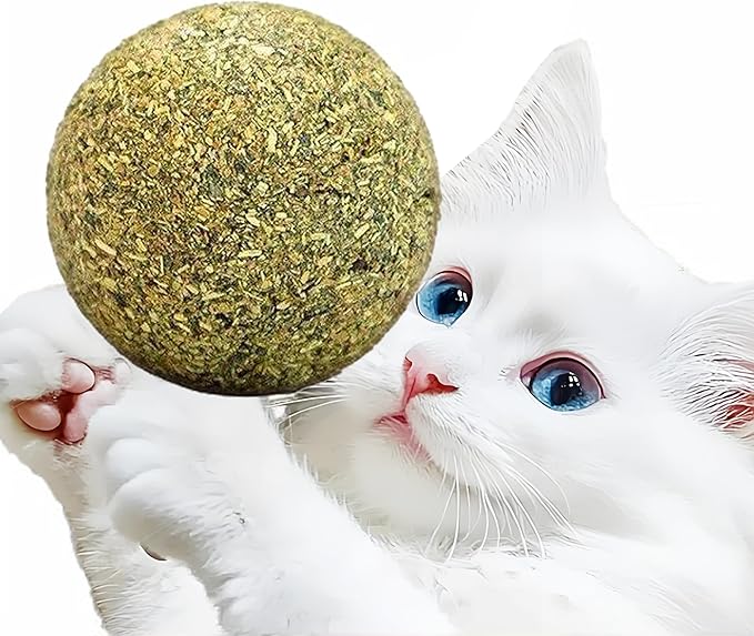 happylain 2 inches Diameter Catnip Ball - Catnip Balls for Cats, Interactive Cat Toy for Indoor Cats, Cat Nip Licking Balls-Mewly Pet