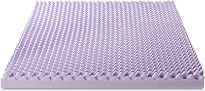 Best Price Mattress 4 Inch Egg Crate Memory Foam Mattress Topper with Soothing Lavender Infusion, CertiPUR-US Certified, Dorm Essentials, Short Queen