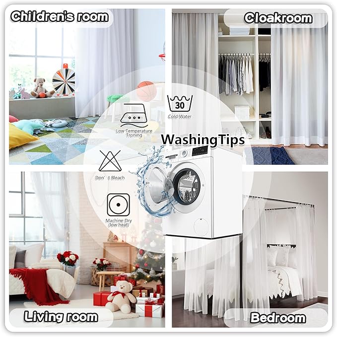 MYSKY HOME Purple Pom Pom Sheer Curtains for Bedroom and Living Room - 95 Inch Length Light Filtering Rod Pocket Window Backdrops for Large Sliding Doors - 52 x 95 in 2 Panels