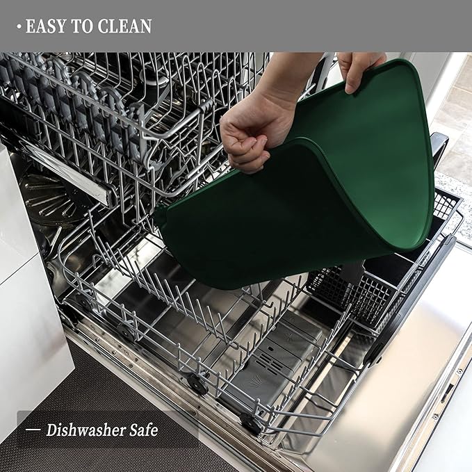 Waterproof Pet Feeding Mat with High Raised Edges, Heavier and Thicker Placemats for Cat Dog Water Bowl with BPA Free, Dogs Cats Food Mats for Messy Drinkers to Prevent Spill and Protect Floors-Mewly Pet