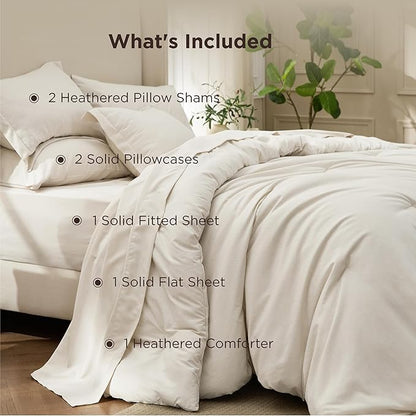 Bedsure King Size Comforter Set Beige - Bed in a Bag King Bedding 7 Pieces, Cationic Dyed Bed Set Gift for Family, Beige Soft Bedding for All Seasons Comforter with Sheets, Pillowcases & Shams