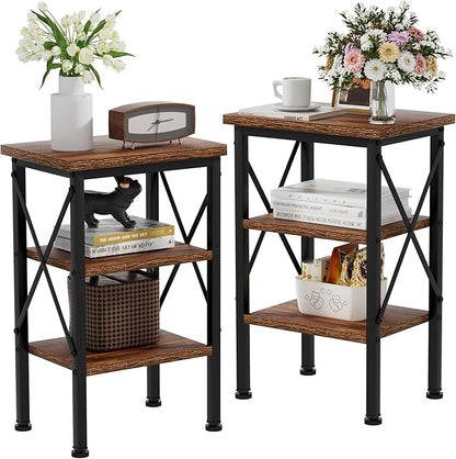 VECELO Modern Nightstands X-Design Side End Table Night Stand with Storage Shelf for Bedroom,Living Room,