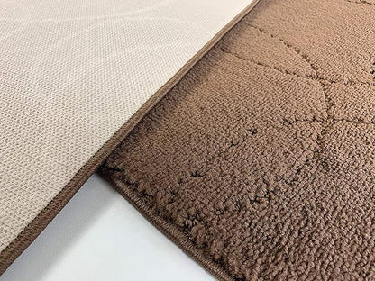 Custom Size Modern Geometric Pattern Carpet Runner Rug for Hallways, Slip Resistant Latex Rubber Backed, 31 inch Wide X Customized Length, Circles Brown, 31 inch X 19 feet