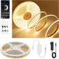 COB LED Strip Lights Warm White,24V Dimmable led Light Strip KIT with Remote and app Control,2700K 9.84FT/3m 8mm Wide Ra>90 Cuttable Flexible Strip Lights for Bedroom,TV Lights,Cabinet