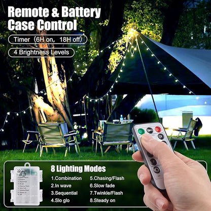 2 Pack Globe String Lights Battery Operated - 21 Feet 60 Led Fairy Lights, 8 Modes with Remote Mini Globe Lights for Indoor Outdoor Bedroom Party Wedding Garden Christmas Tree Decor, Pure White