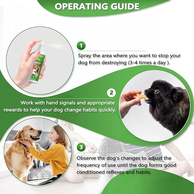 vyaji 5.07 Oz Bitter Apple Spray for Dogs to Stop Chewing - Natural Ingredients No Chew Spray for Dogs - Bitter Sprays for Dog - Alcohol-Free & Cruelty-Free - Safeguard Beloved Furniture, Green-Mewly Pet