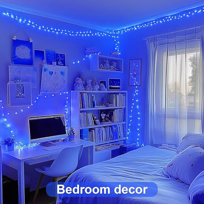 JMEXSUSS 8 Pack 50 LED Blue Fairy Lights Battery Operated Halloween Christmas Decorations