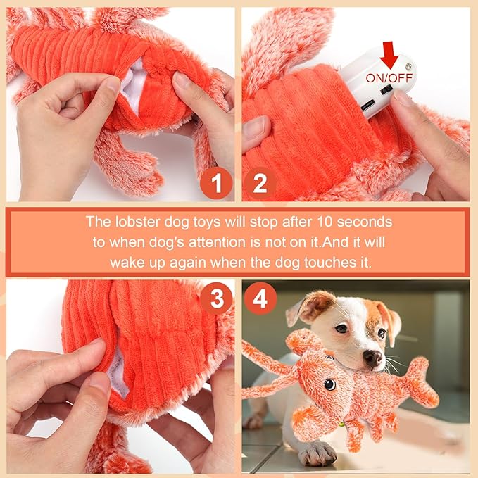 BABORUI Dog Toys, Interactive Dog Toys to Keep Them Busy, Wiggly Lobster Dog Toy for Boredom, Rechargeable Moving Dog Chew Toys for Small/Medium/Large Dogs/Puppy Toys-Mewly Pet