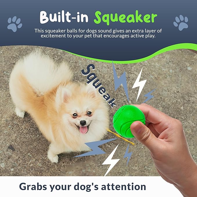 SuperFetch Dog Balls 1.5 Inch - Squeaky Dog Toys for Small Dogs and Puppies - Rubber Balls for Fetch, Training, Teething, Boredom and Solo Play - 6 Pack-Mewly Pet