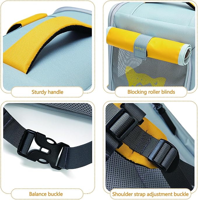 Expandable Pet Backpack, Cat Backpack with Breathable Mesh, Collapsible Soft Cat Travel Bag for Outdoor Hiking, Large Space Dog Backpack(Yellow)-Mewly Pet