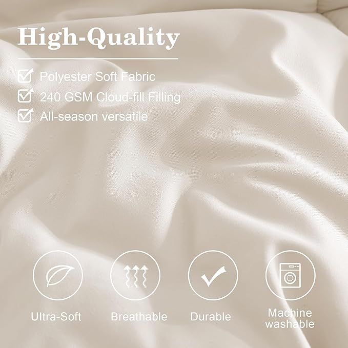Monbix Full Comforter Set - 7 Pieces White Bed in a Bag Full Size Bedding Sets with Comforters, All Seasons Down Alternative Comforter with Sheets,Pillowcases & Shams