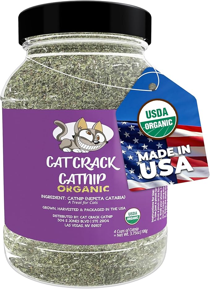 Cat Crack Organic Catnip, 100% Natural Cat Nips Organic Blend That Energizes and Excites Cats, Used for Cat Play, Training, & New Catnip Toys (4 Cups)-Mewly Pet