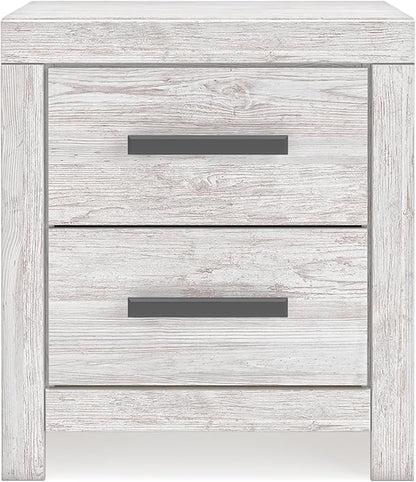 Signature Design by Ashley Cayboni Vintage 2 Drawer Nightstand with Safety Stop for Bedroom, 24.37" Tall, White