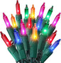 ODEETRONIC Multicolor Christmas Lights, 21.63ft 100 Count Incandescent holiday Lights Connectable, 120V UL Certified Mini Christmas Tree Light for Xmas, Party, House Indoor & Outdoor Decor, Green Wire