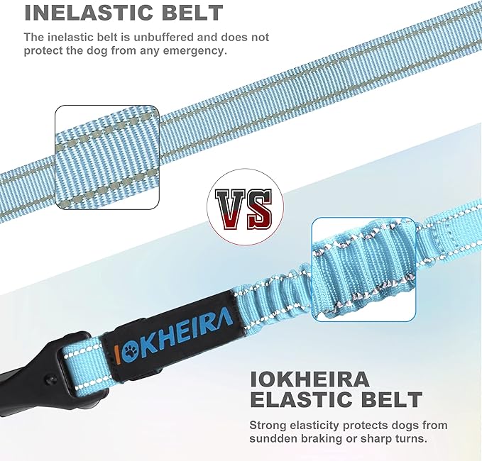 IOKHEIRA Dog Seatbelt, Adjustable, Reflective, Bungee Buffer, Large/Medium/Small, 900lbs, for Dogs-Mewly Pet