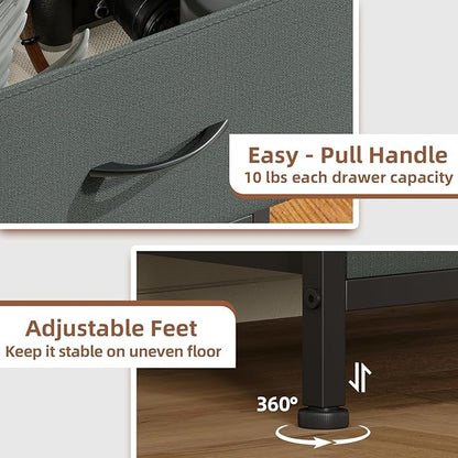 Somdot Dresser for Bedroom with 3 Drawers, Storage Organizer Chest of Drawers with Removable Fabric Bins for Closet Bedside Living Room Laundry Entryway Hallway, Charcoal Grey
