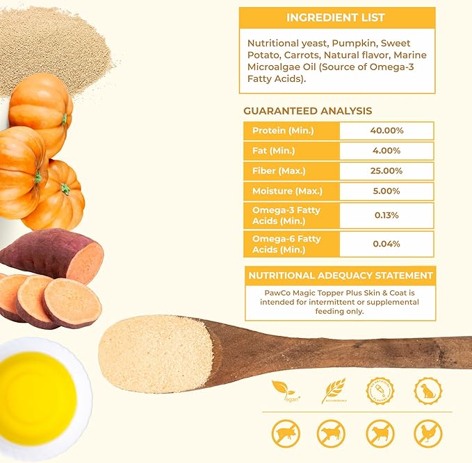 PawCo Magic Topper Skin & Coat - Dog Food Topper for Healthy Skin & Shiny Fur, Grain-Free Meal Enhancer with Omega-3 & DHA, 160g-Mewly Pet