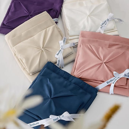 Bedsure Queen Comforter Set Dusty Pink - Bed in a Bag Queen Size Bedding 7 Pieces, GentleSoft™ Pintuck Bed Set Gift for Family, Pinch Pleat All Season Comforter with Sheets, Pillowcases & Shams