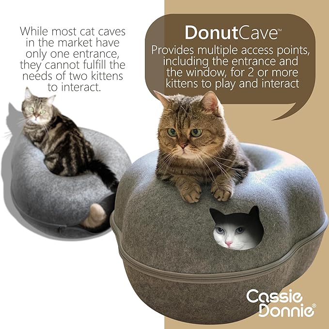 Premium Cat Bed caveTunnel Hiding Places for Indoor Cats(Large) Houses & Condos. Washable100% Nontoxic Eco-Friendly. Spaciousfor 2 Cats-Mewly Pet