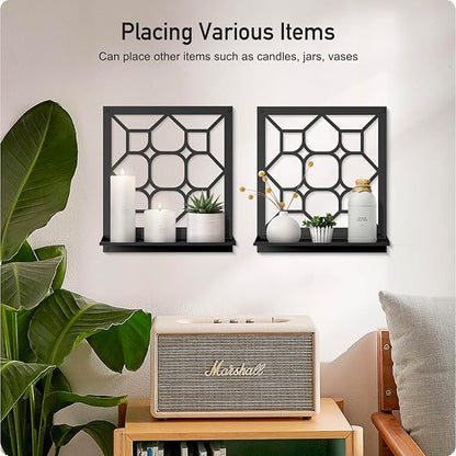 Classical Candle Wall Sconce, Black Bathroom Wall Decor, Farmhouse Wall Art for Living Room Bedroom Bathroom (2 Pack 11.8 x 13 in)