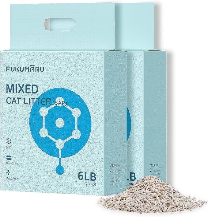 FUKUMARU Tofu Cat Litter, 5.4 kg, Quick Clumping Cat Litter with Super Absorbent Material, Instantly Absorbent, Dust-Free, Low Trace Formation, Rinses in The Toilet, Odour Control-Mewly Pet