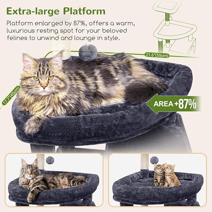 Globlazer Giant Cat Tree, 83 inch Cat Tree for Indoor Cats Large Adult, XXL Cat Tower with 9 Scratching Posts for 20lb+ Heavy Duty Large Adult Cats, F83, Dark Grey-Mewly Pet