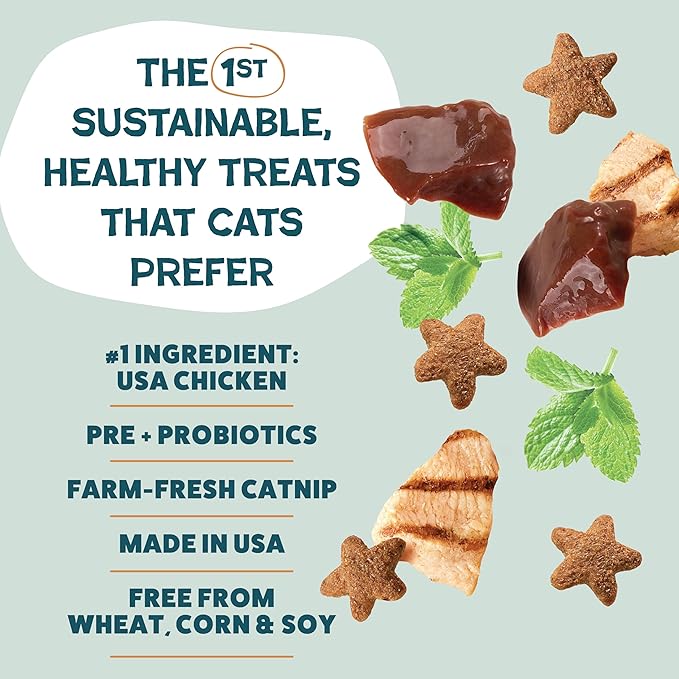 Shameless Pets Crunchy Cat Treats - Catnip Treats for Cats with Digestive Support, Kitten Treats with Real Ingredients, Natural & Healthy Flavored Feline Snacks - Catnip N Chill Chicken Liver, 1-pk-Mewly Pet