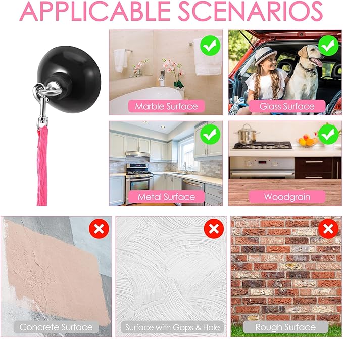 Frienda 4 Pieces Dog Bathing Tether with Suction Cup Pet Dog Grooming Tub Restraint Loops and Adjustable Cat Fixed Safety Rope for Pet Shower Bathing Grooming(Blue Pink Bright Green)-Mewly Pet