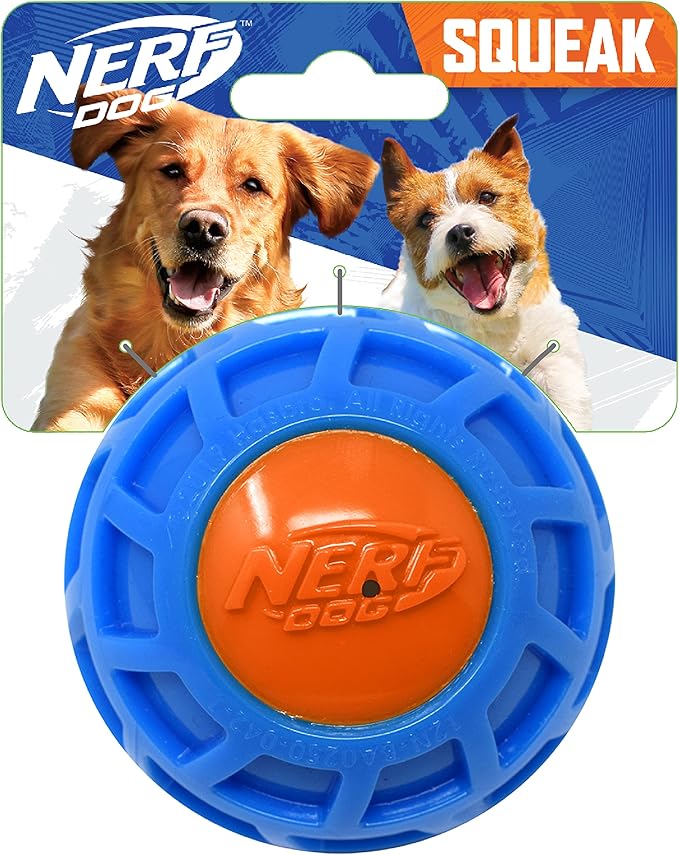 Nerf Dog 3in TPR EXO Squeak Ball - Blue/Orange-Mewly Pet