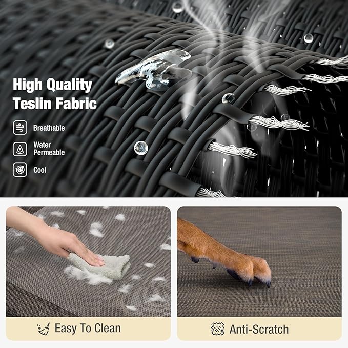 Veehoo Medium Elevated Dog Bed, Guardrail, Non-Slip, Chewproof, Washable & Breathable Teslin Mesh, Brown-Mewly Pet