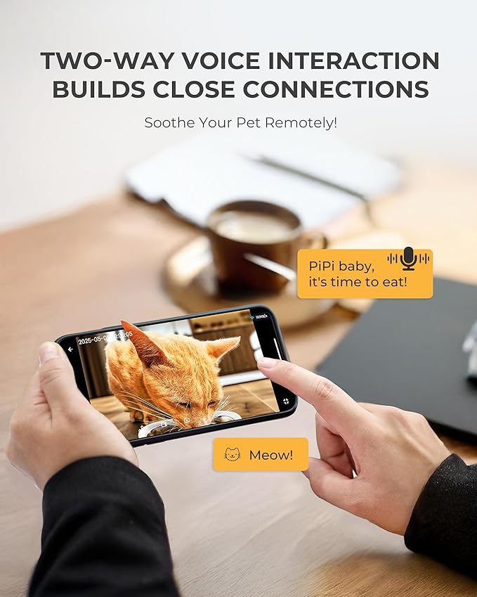 Automatic Cat Feeder with Camera,Adjustable Camera 5G/2.4G WiFi Timed cat Feed, auto cat Feeder, Automatic Pet Dispenser with HD Night Vision-Mewly Pet