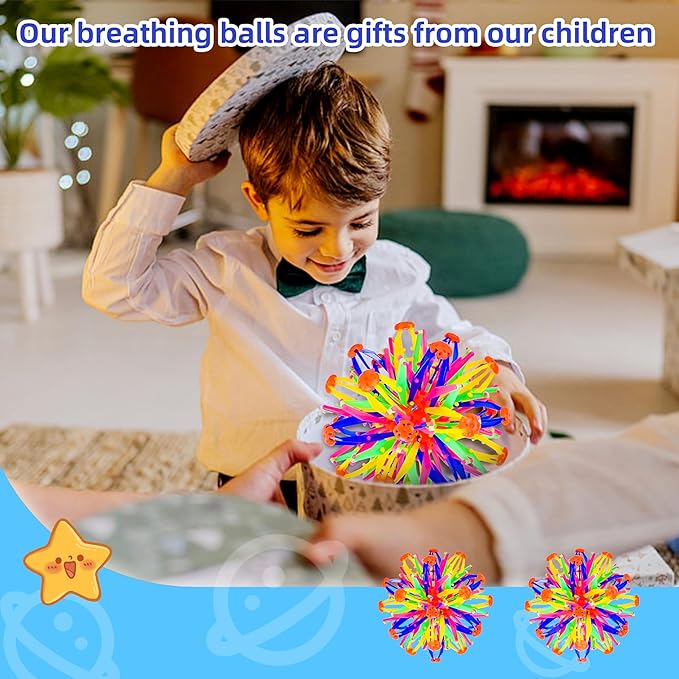 2Pcs Colorful Sphere Expandable Breathing Balls Fidget Toy-Stress Reliever ,Collapsible Expanding Magic Ball Toys from 6" to 12"for Kids & Adults Mindfulness Meditation Practices,Yoga -ADHD-Mewly Pet