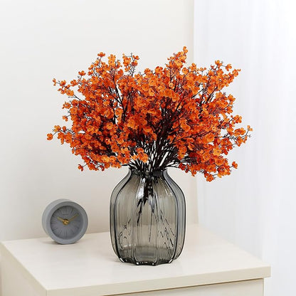 JAKY-Global Babys Breath Orange Silk Artificial Flowers 20 Bundle European Fake Silk Plants Decor Wedding Party Decoration Bouquets Real Touch DIY Home Garden (Orange 20pcs)