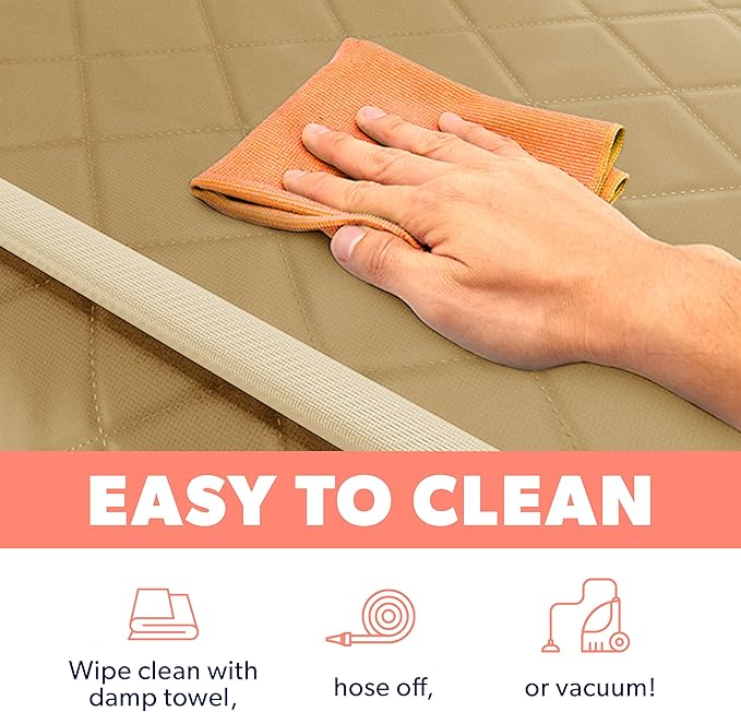 Active Pets Dog Car Seat Cover, Waterproof Front Seat Protector for SUV Truck Sedan, Pet Safety Travel Comfort System with Universal Fit, Beige-Mewly Pet