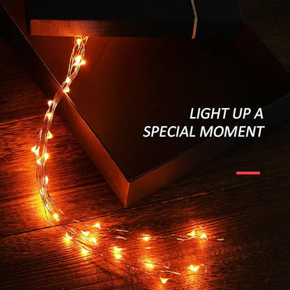 Mikasol Fairy Lights Battery Operated, 1 Pack Mini 3*AAA Battery Powered Copper Wire Led Starry String Lights Firefly Lights for Bedroom, Christmas, Parties, Decoration (5m/16ft Orange)