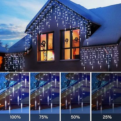 Icicle Lights Outdoor, 33 FT 400 LED Christmas Lights with 60 Drops, Waterproof Connectable Icicle Christmas Light Outdoor with Remote and Timer, 8 Light Modes Christmas Decorations for Roofline