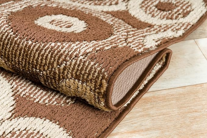 Custom Length Cut to Size Modern Farmhouse Carpet Runner Rug for Hallways, Non Slip Rubber Backed, 31 inch Wide X Customized Length, Geo Brown, 31 inch X 5 feet