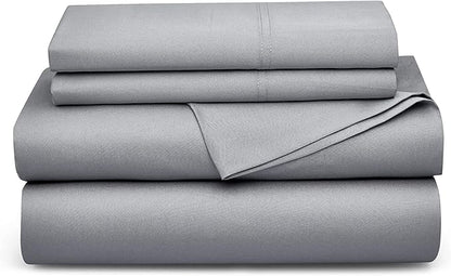 Bedsure King Size Sheet Set, Cooling Sheets King, Rayon Derived from Bamboo, Deep Pocket Up to 16", Breathable & Soft Bed Sheets, Hotel Luxury Silky Bedding Sheets & Pillowcases, Silver Grey