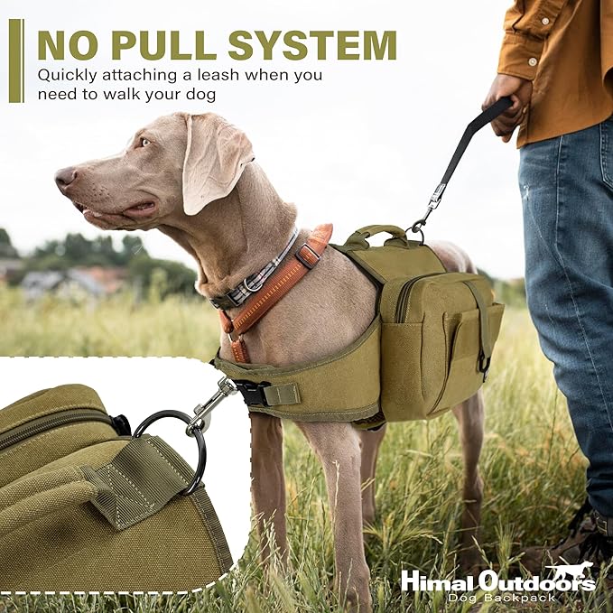 Himal Outdoors Dog Backpack & Saddle Bag, Tactical Hiking Backpack for Large Dogs with Side Pockets & Adjustable Strap-Mewly Pet