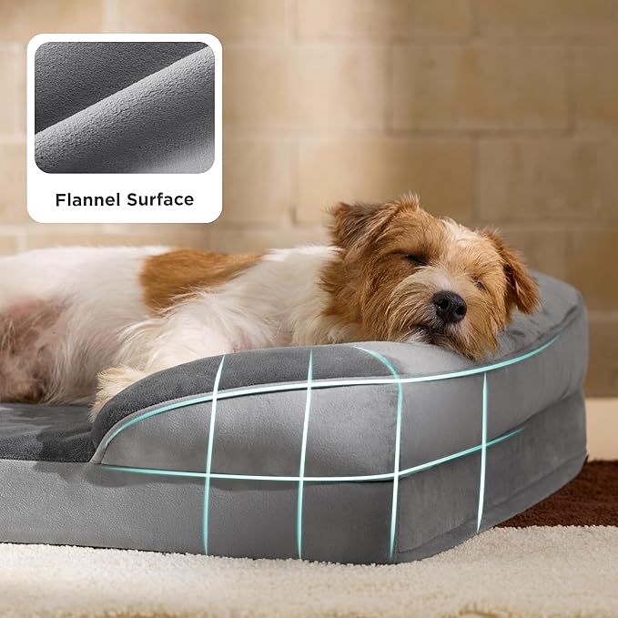 Bedsure Orthopedic Dog Beds Large Sized Dog - Washable Large Dog Cat Bed Waterproof, Comfort Dogs Couch Sofa with Washable Removable Cover, Pet Bed with Nonskid Bottom, Grey, 35"-Mewly Pet