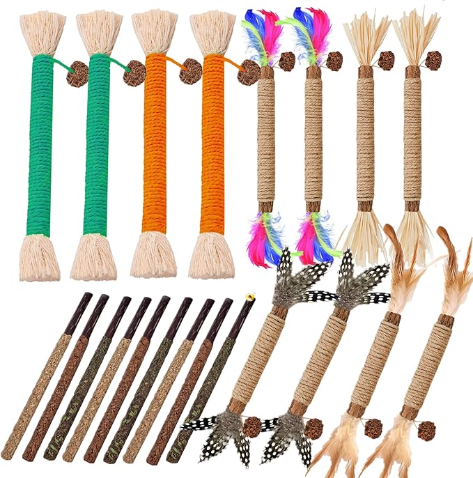 Cat Toys 21Pack Silvervine Chew Stick Kitten Treat Catnip Toy Kitty Natural Stuff Catnip for Cleaning Teeth Indoor Dental Snack Interactive-Mewly Pet